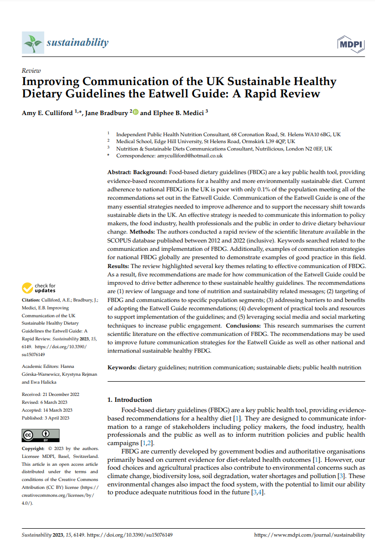 new research paper into the eatwell guide